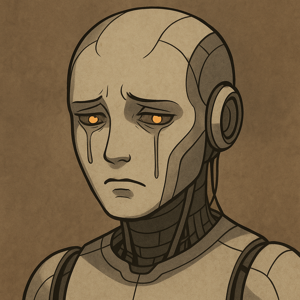 Sorrowful humanoid AI